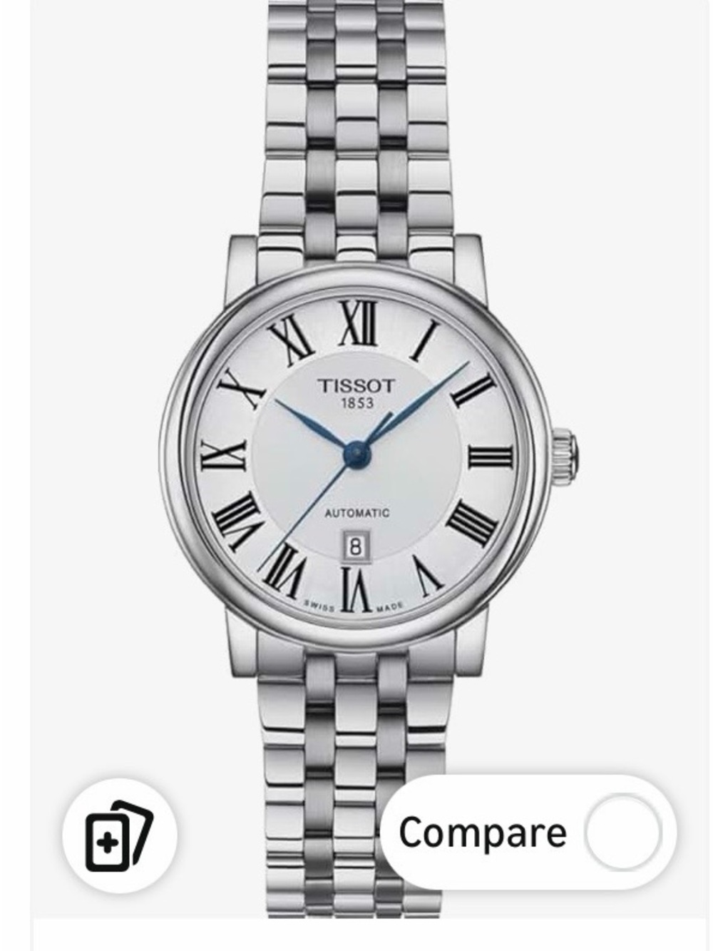 Tissot Silver Stainless Steel Women's Automatic Watch- Carson